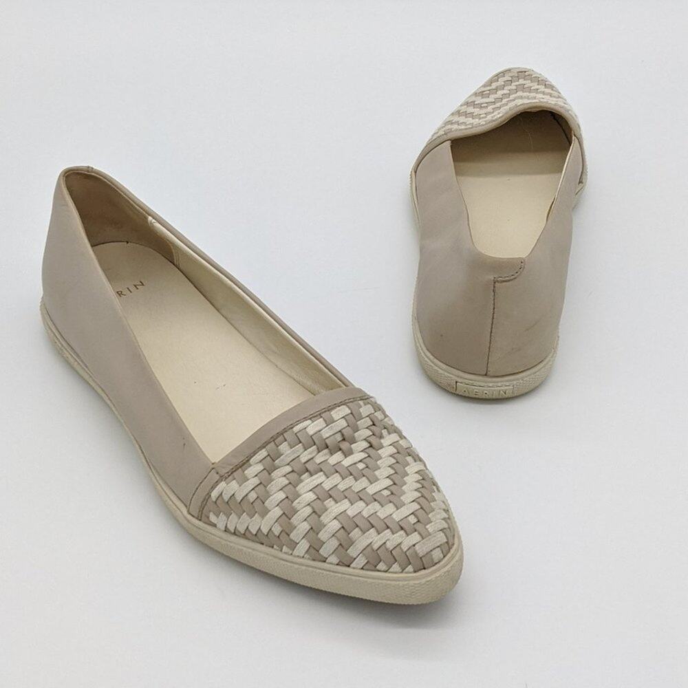 Aerin Daniela Woven Toe Tan Slip On Flats Size 8